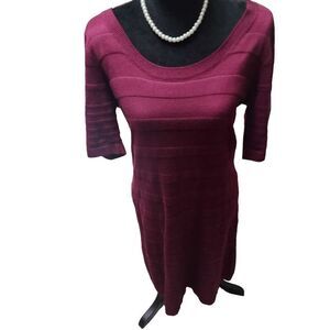 Calvin Klein Large Burgundy 3/4 Sleeve Sweater Dress